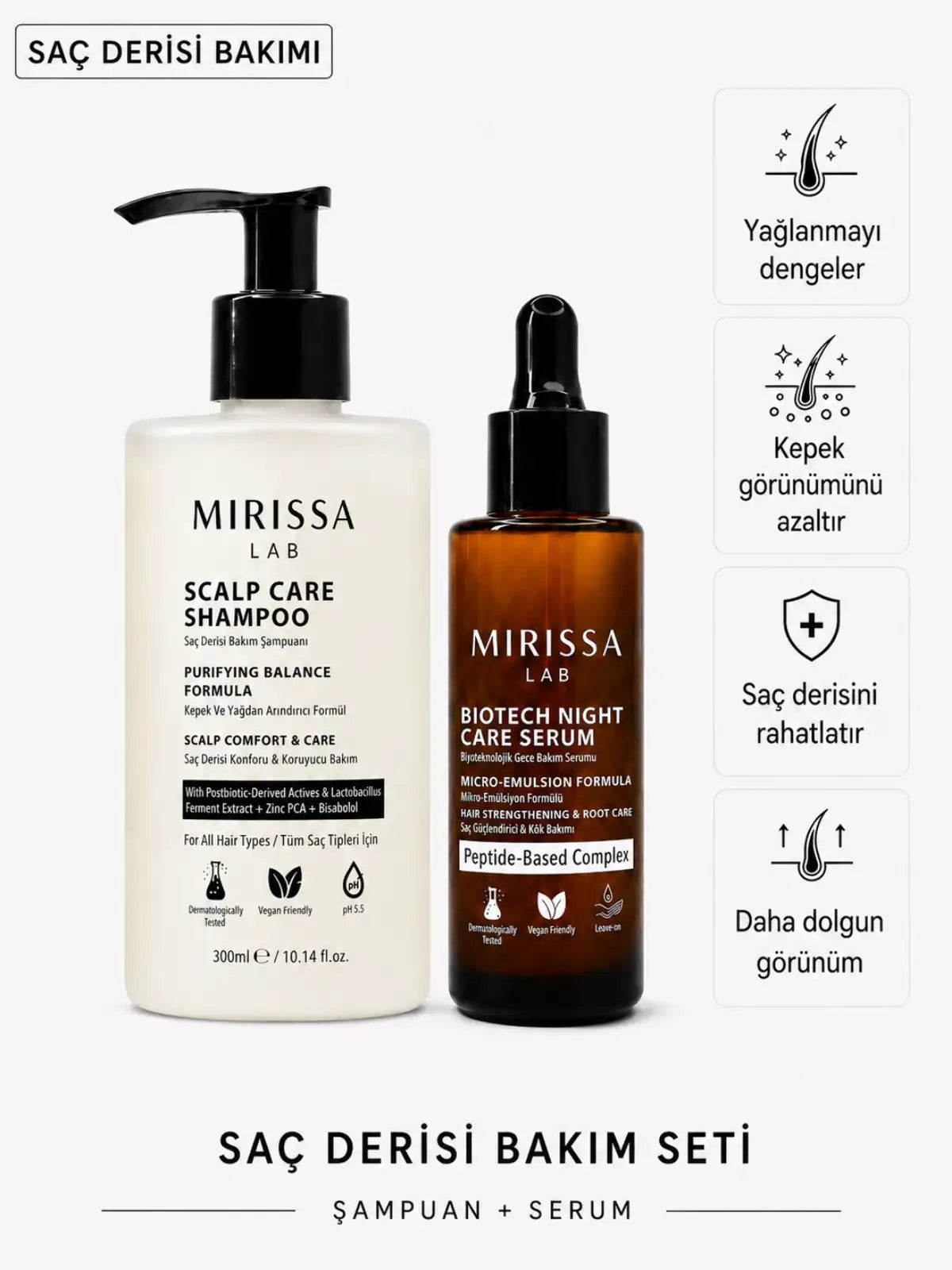 Mirissa Lab saç derisi bakım seti şampuan ve serum