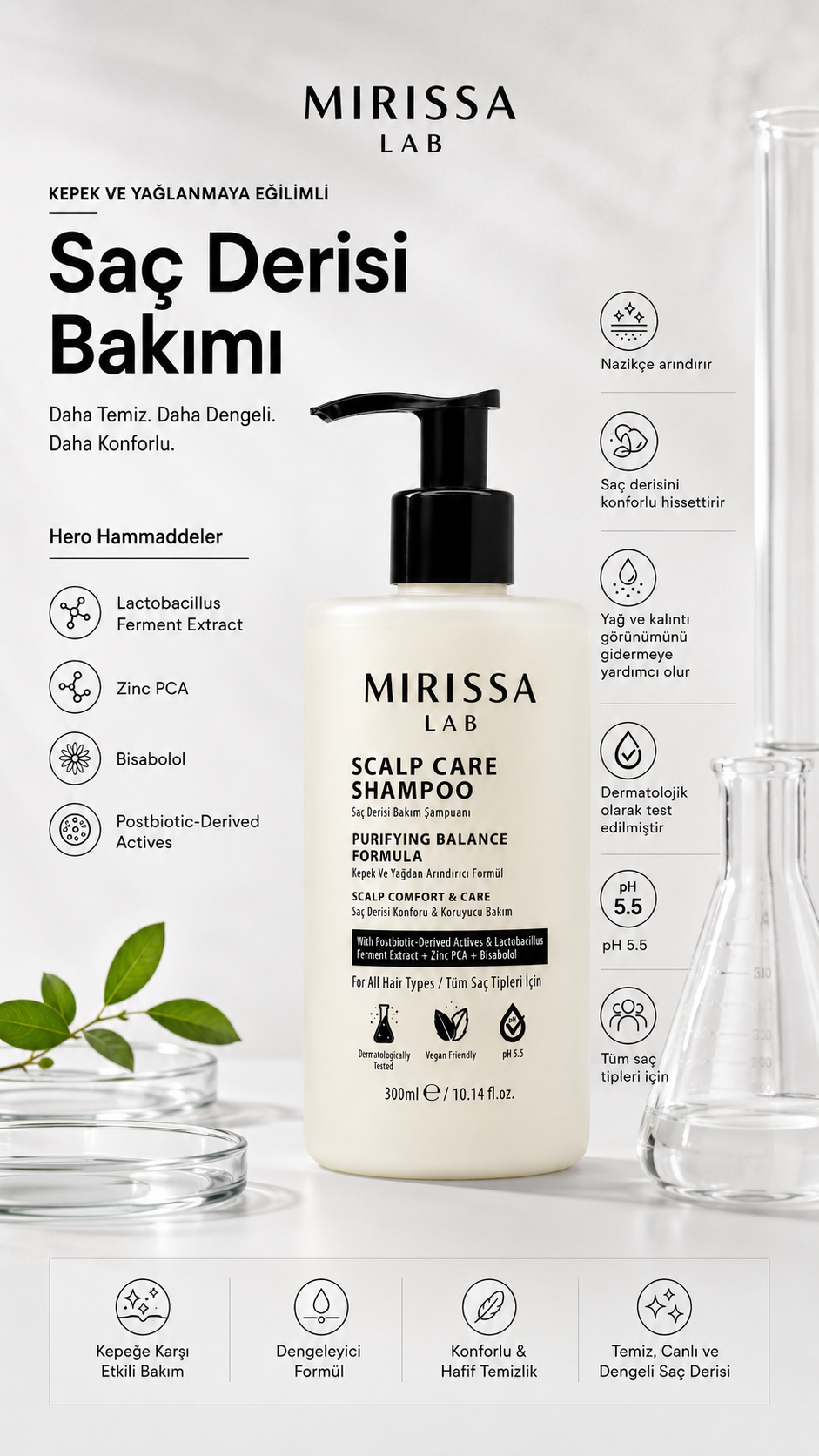 Mirissa Lab saç derisi bakımı için sülfatsız şampuan