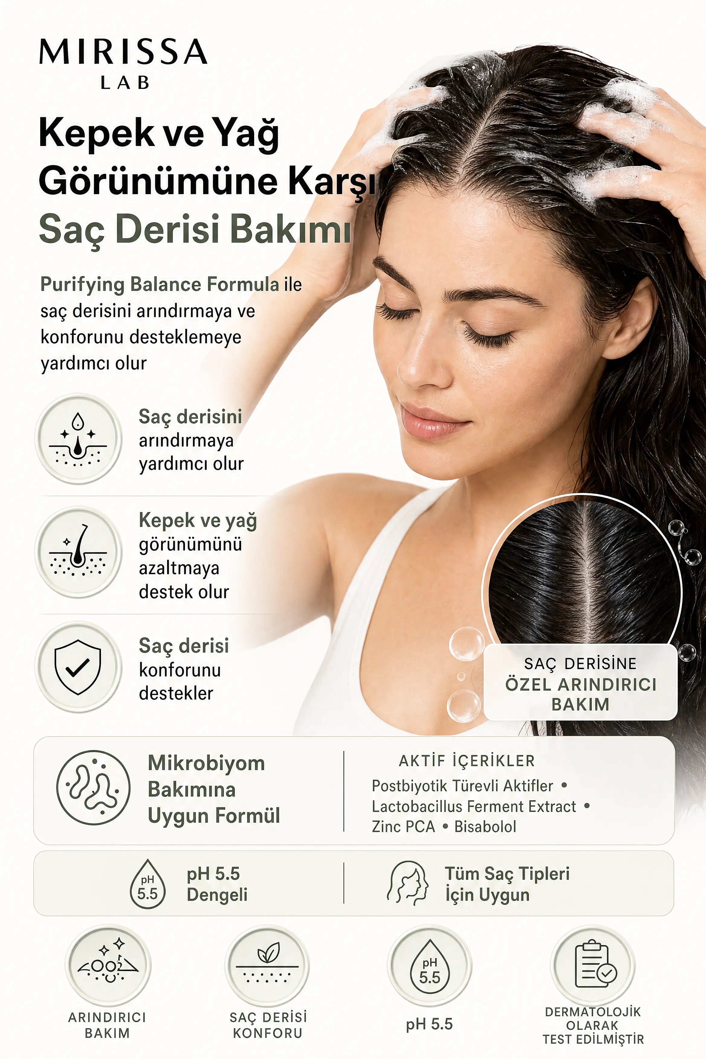 kepek ve yağ görünümüne karşı etkili şampuan